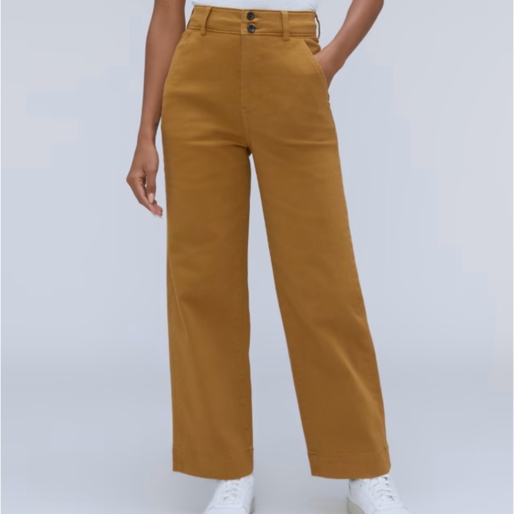 Everlane wide leg pant !98% organic cotton 2% elastane.